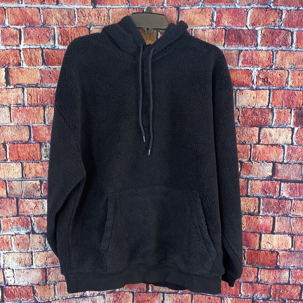 ASOS DESIGN oversized borg hoodie in black